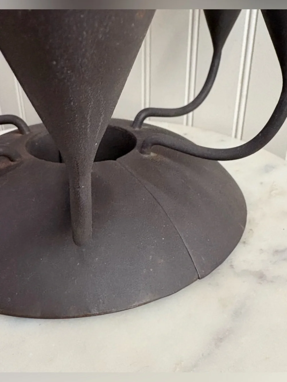 Pottery Barn Brutalist Raw Metal Candle Holder Centerpiece Brown Contemporary